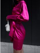 Pink Satin Shirt Dress