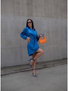 Azure Satin Shirt Dress