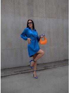 Azure Satin Shirt Dress