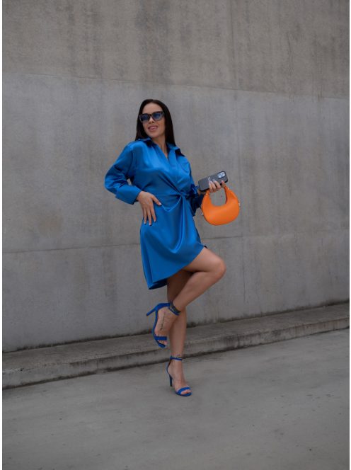 Azure Satin Shirt Dress