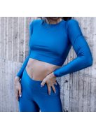 Blue Long Sleeve Crop Top